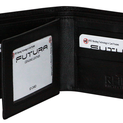 Futura Mens RFID Leather Fold Over Wallet - Black