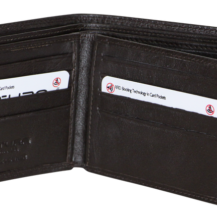 Futura Mens RFID Leather Fold Over Wallet - Brown