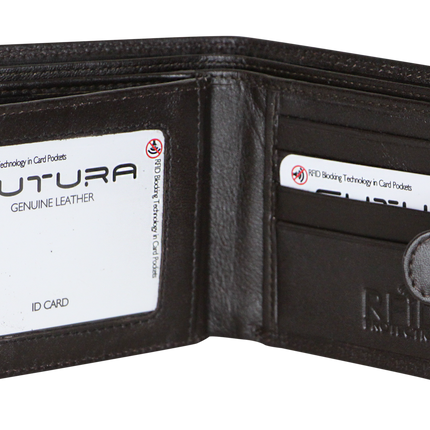 Futura Mens RFID Leather Fold Over Wallet - Brown
