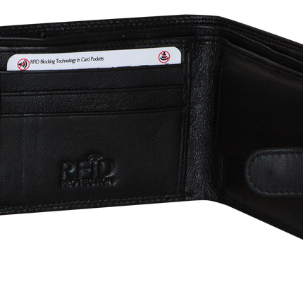 Futura Mens RFID Leather Coin Fold Over Wallet - Black