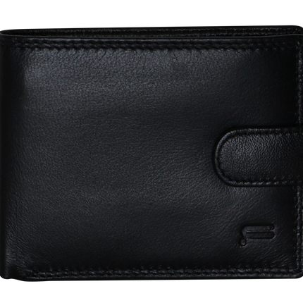 Futura Mens RFID Leather Coin Fold Over Wallet - Black