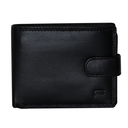 Futura Mens RFID Leather Coin Fold Over Wallet - Black