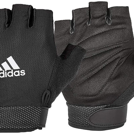 Adidas Adjustable Essential Gloves Weight Lifting Gym Workout Training - Black - Small