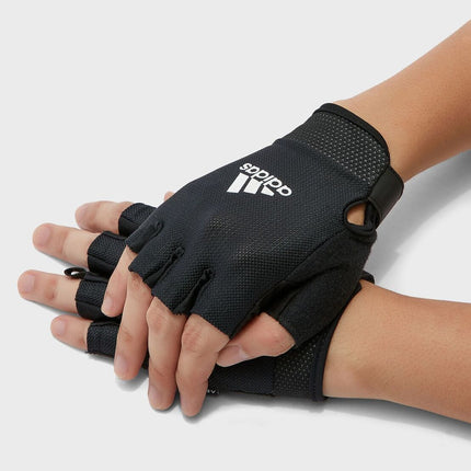 Adidas Adjustable Essential Gloves Weight Lifting Gym Workout Training - Black - Small