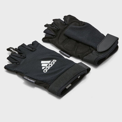 Adidas Adjustable Essential Gloves Weight Lifting Gym Workout Training - Black - Small