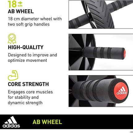 Adidas Ab Wheel Abdominal Core Strength Trainer Gym Fitness Exerciser Roller