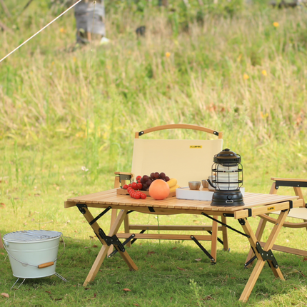 Folding Camping Table Bamboo Roll Up Portable Outdoor Picnic BBQ Desk Beach