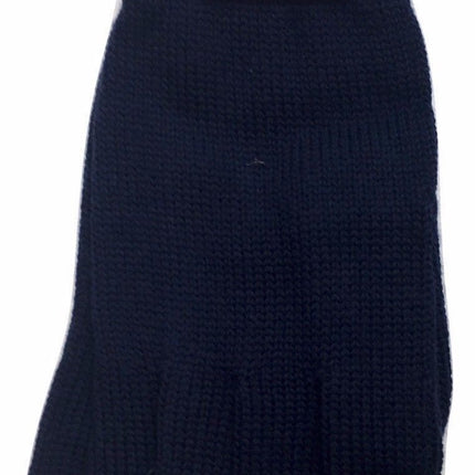 100% PURE WOOL GLOVES Winter Snow Ski Plain Knit Knitted Warm MK341 Plain - Navy