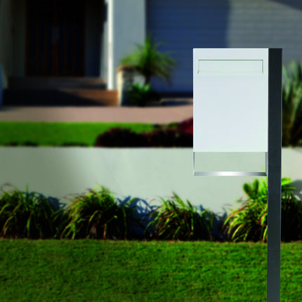 Sandleford Free Standing Letter Box Post Mount w/ Post & Key Lockable - White/Grey