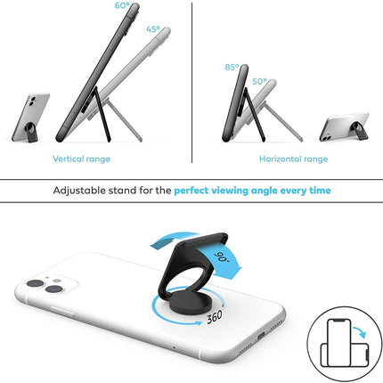 phonetag - Multi-View Phone Stand with Magnetic Ring Holder Universal (Black)