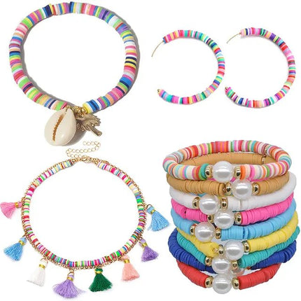 4000pcs 20 Colors Clay Bead DIY Jewelry Making Kit 6mm Flat Round Polymer Clay Ceramic Beads