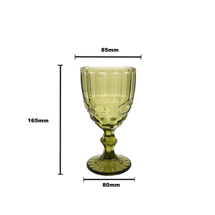 Faubourg Embossed Wine Glass - 310ml Green