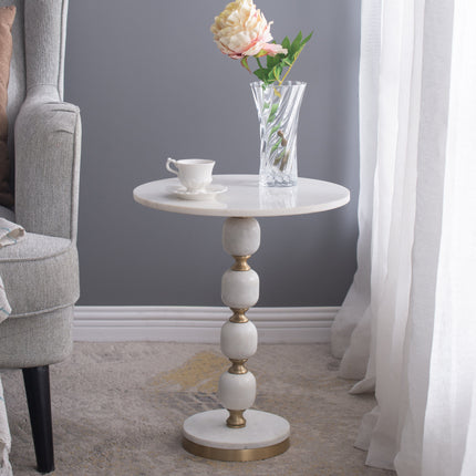 PEBBLE MARBLE AND ALUMINUIM HAND MADE SIDE TABLE