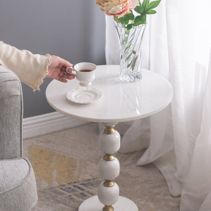 PEBBLE MARBLE AND ALUMINUIM HAND MADE SIDE TABLE