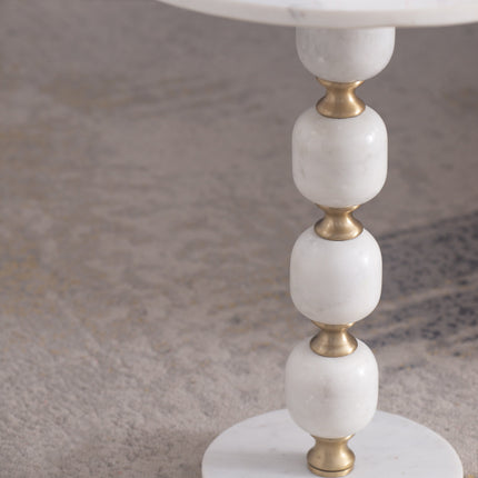 PEBBLE MARBLE AND ALUMINUIM HAND MADE SIDE TABLE