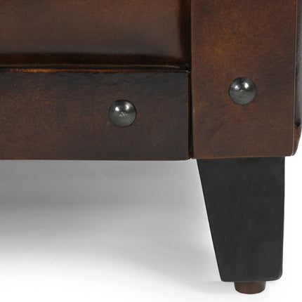 STUDDED LEATHER ARM CHAIR