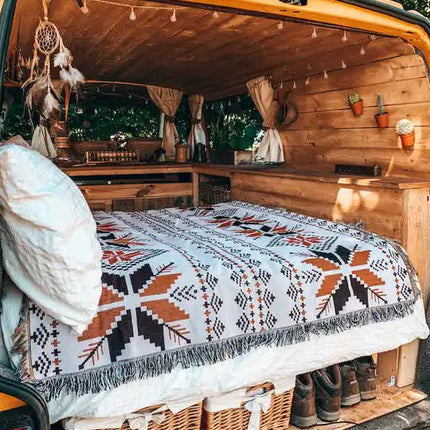 2pcs pack set 90*210cm Bohemian Picnic Blanket, Waterproof Camping Blanket, Outdoor Rug for Camping, Picnic, Beach