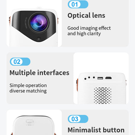 Mini Portable HD Projector with Giant Screen Display and Gamut Compensation - Home Cinema