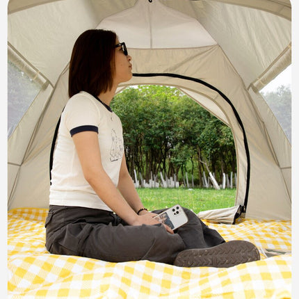 Khaki 2 Person Lightweight Camping Tent (200*150*125cm) | UV Protection Silver Coated, Dual Doors & Windows