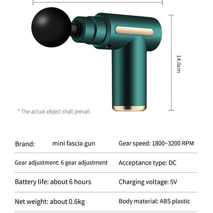 Compact Gray Massage Gun - Deep Tissue Muscle Massager with 4 Interchangeable Heads