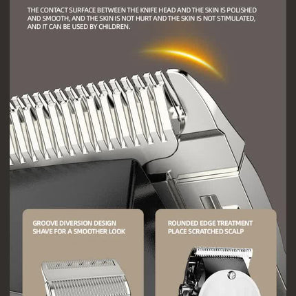 Gray Professional Cordless Hair Clipper with LED Display - Rechargeable Electric Hair Trimmer for Men