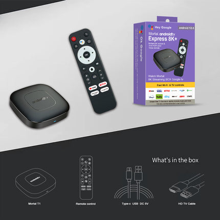 Android TV Express 8K+ Streaming Box - Ultra HD Android 13.0, 2G+16G with Voice Bluetooth Controller