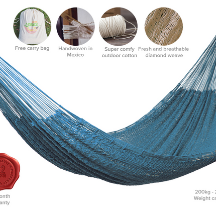 Outdoor undercover cotton Mayan Legacy hammock King size Bondi